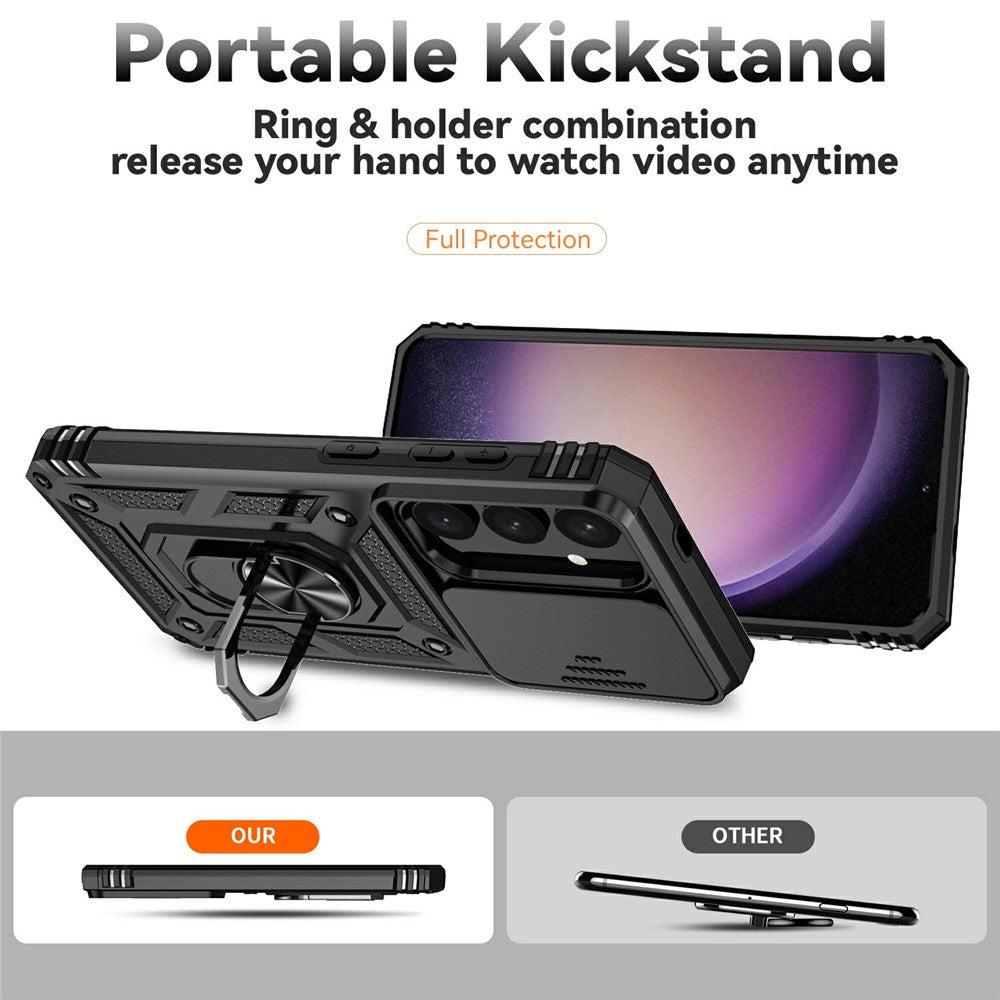 For Samsung Galaxy S25 Case PC + TPU Phone Cover Lens Ultimate Protection Kickstand