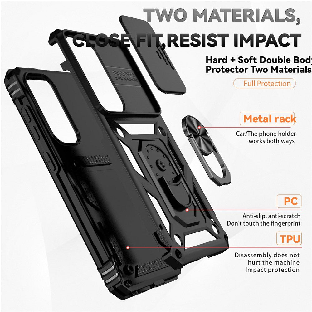 For Samsung Galaxy S25+ Case PC + TPU Phone Cover Lens Ultimate Protection Kickstand
