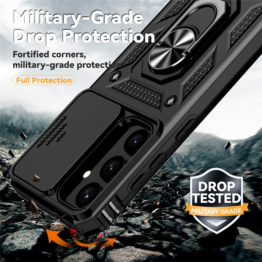 For Samsung Galaxy S25+ Case PC + TPU Phone Cover Lens Ultimate Protection Kickstand