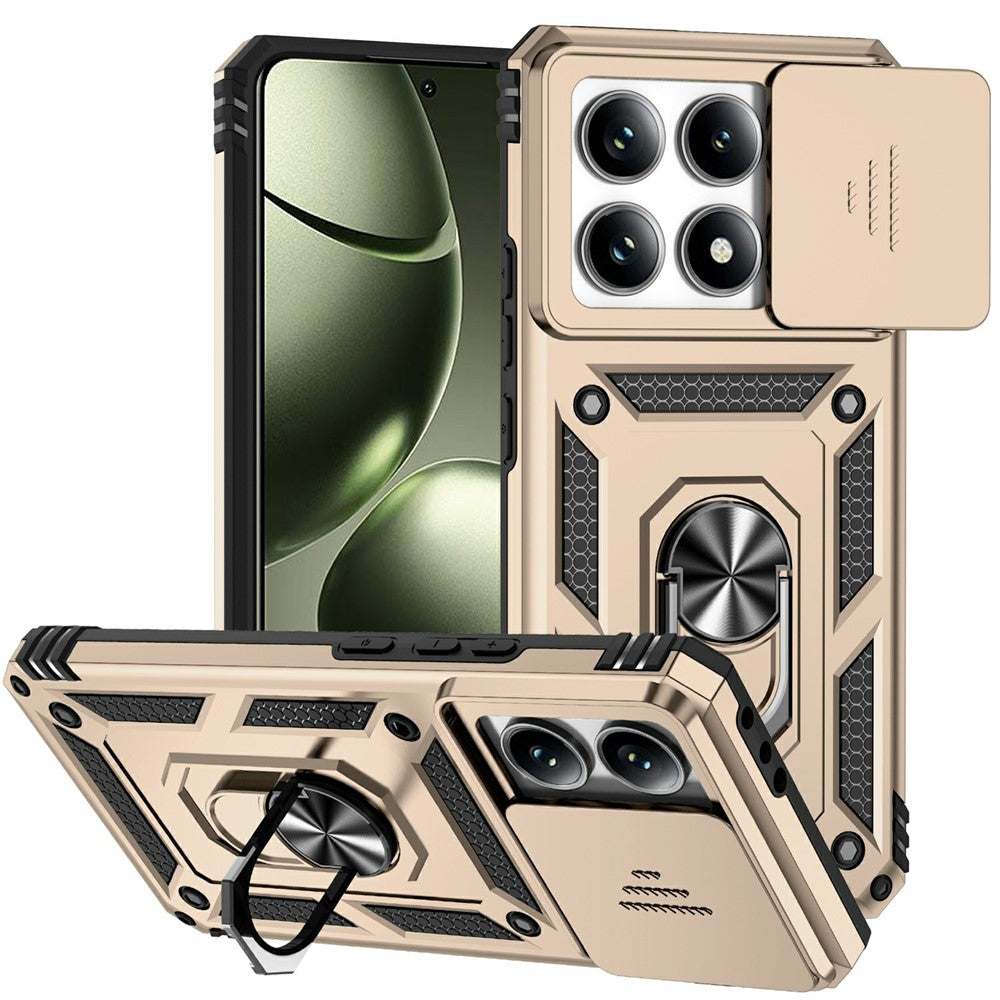 For Xiaomi 14T Case PC + TPU Phone Cover Lens Ultimate Protection Kickstand