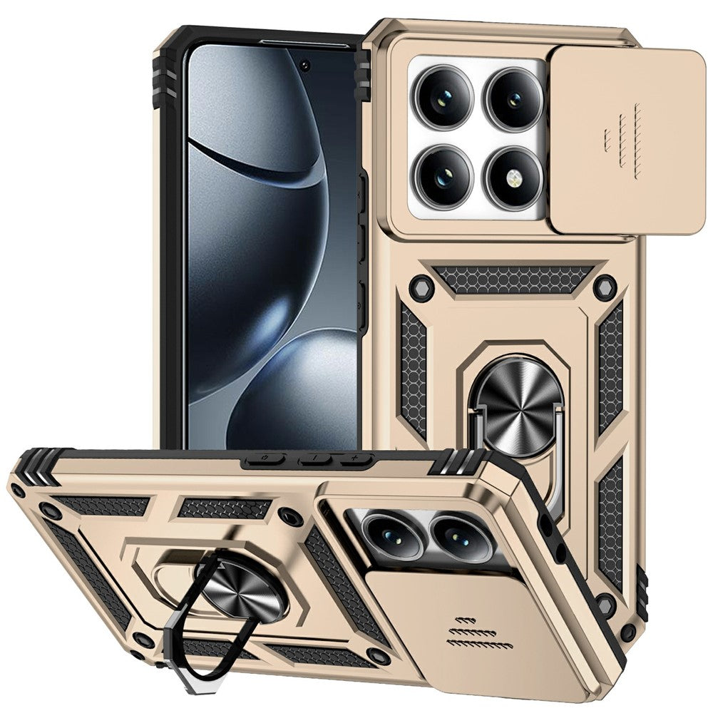 For Xiaomi 14T Pro Case PC + TPU Phone Cover Lens Ultimate Protection Kickstand