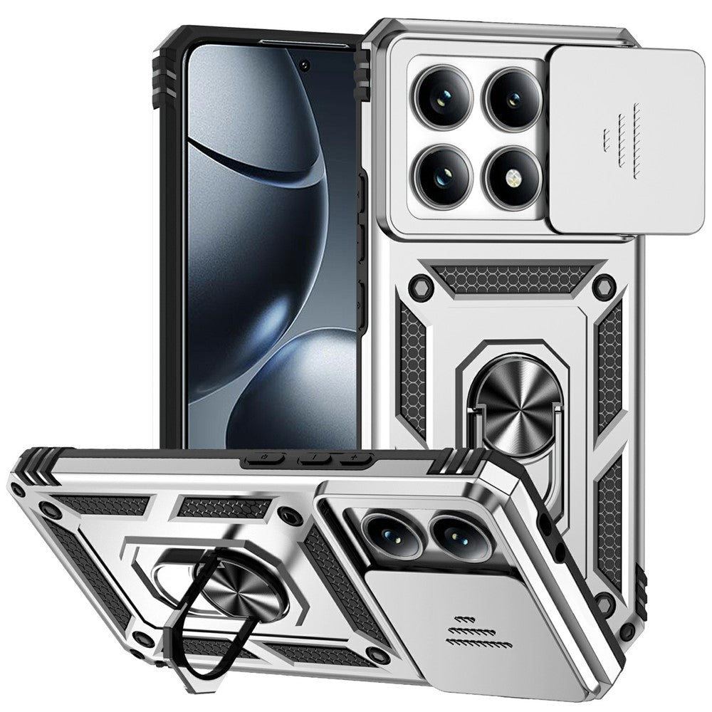For Xiaomi 14T Pro Case PC + TPU Phone Cover Lens Ultimate Protection Kickstand