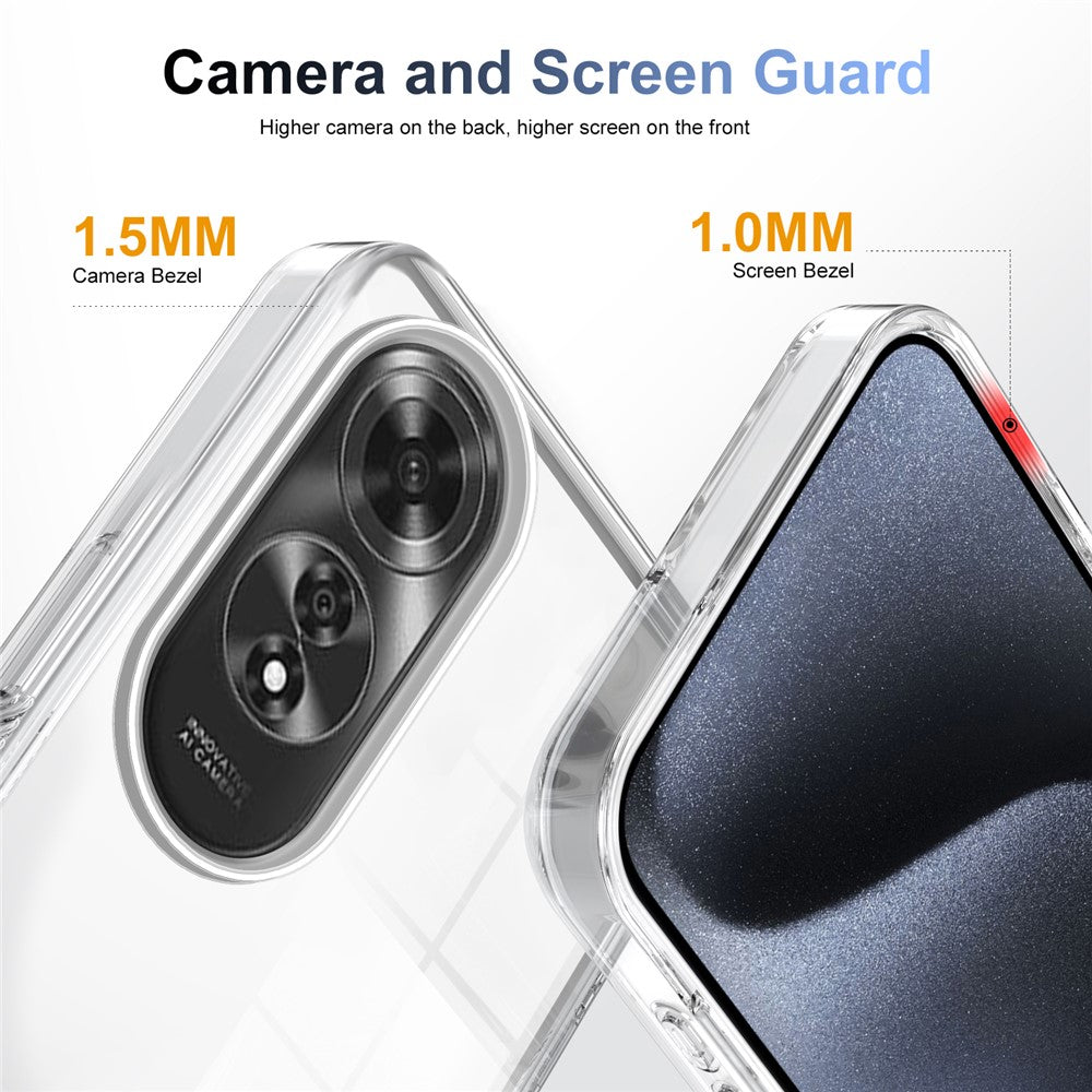 For Oppo A60 4G Clear Phone Case TPU+PC Anti-Slip Drop-Proof Back Cover