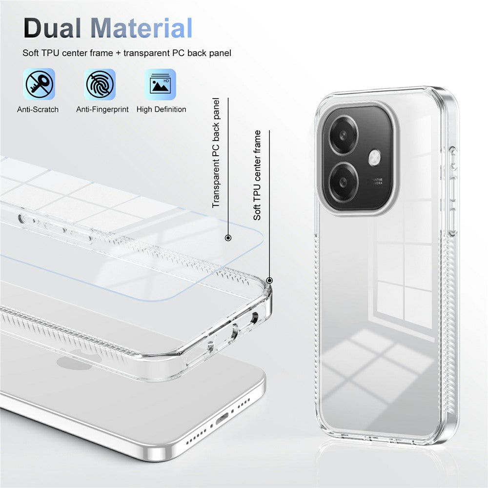 For Oppo A40 4G Clear Phone Case TPU+PC Anti-Slip Drop-Proof Back Cover