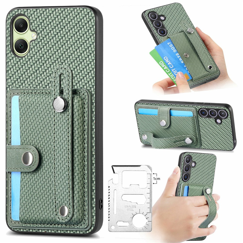 For Samsung Galaxy A06 4G Case Wristband Anti-Drop Leather Back Cover Card Holder