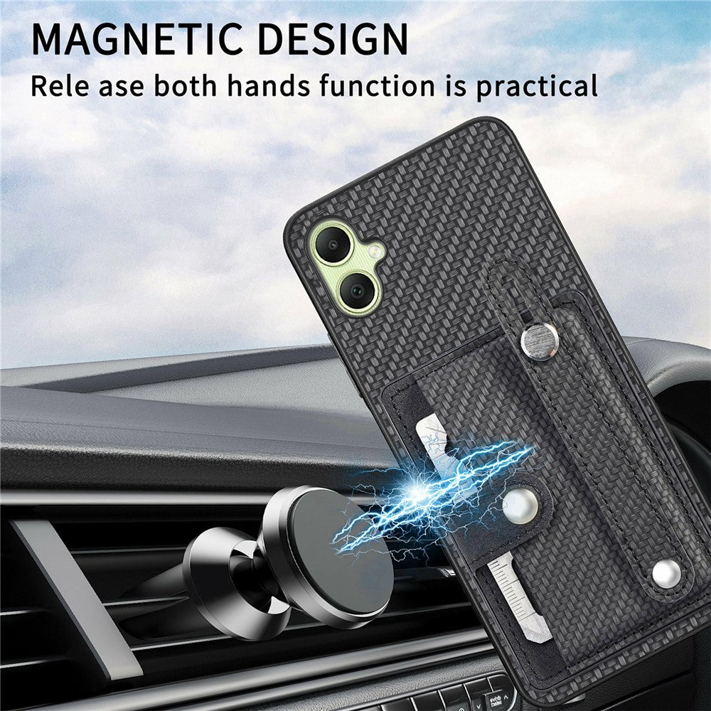 For Samsung Galaxy A06 4G Case Wristband Anti-Drop Leather Back Cover Card Holder