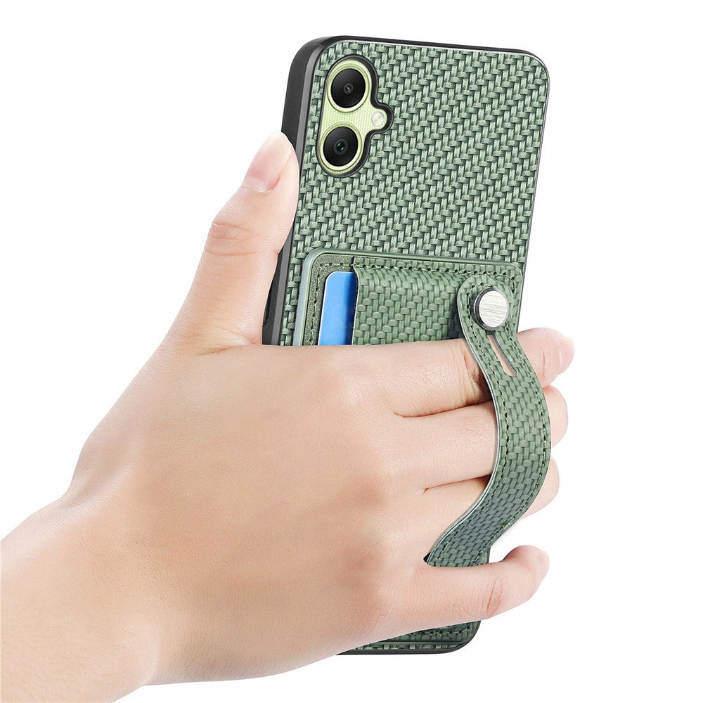For Samsung Galaxy A06 4G Case Wristband Anti-Drop Leather Back Cover Card Holder
