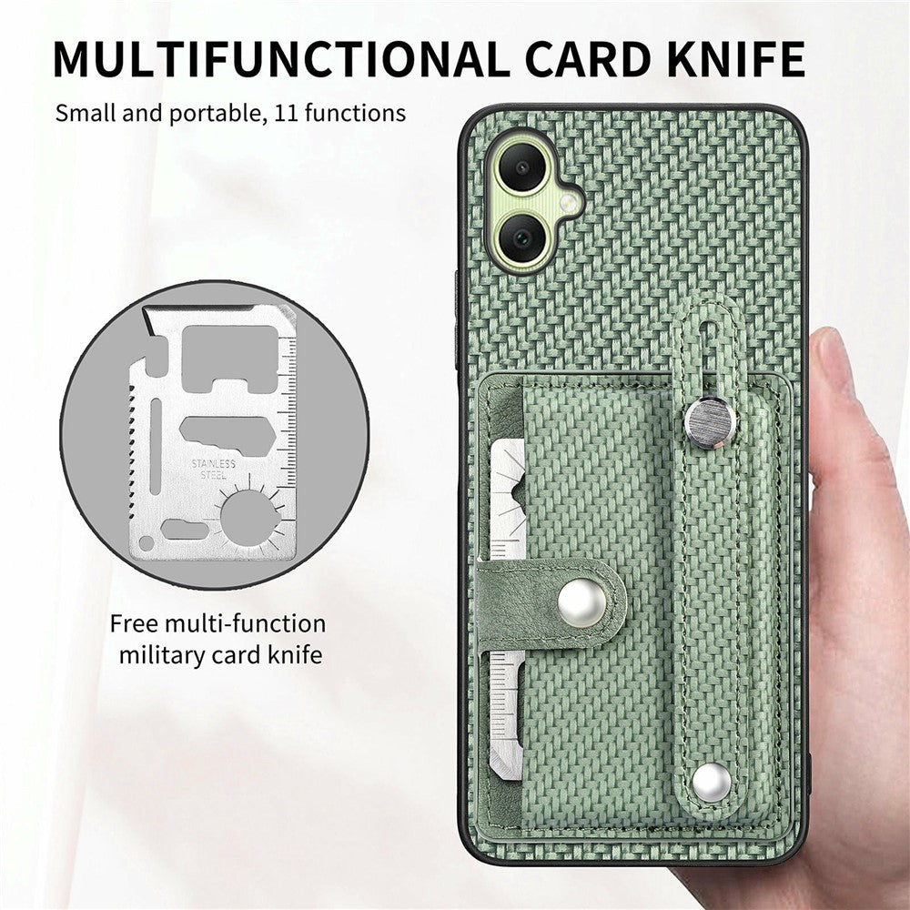 For Samsung Galaxy A06 4G Case Wristband Anti-Drop Leather Back Cover Card Holder