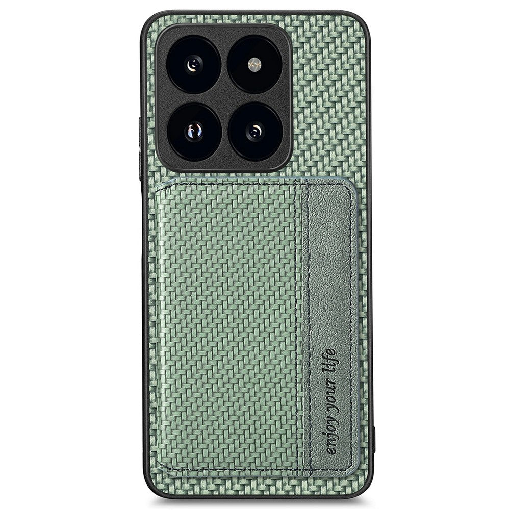 Xiaomi 14T-skal RFID-blockerande korthållare Kolfiberläder+PC+TPU-mobilskal