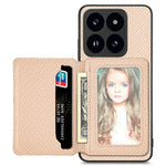 For Xiaomi 14T Case RFID Blocking Card Holder Carbon Fiber Leather+PC+TPU Phone Cover