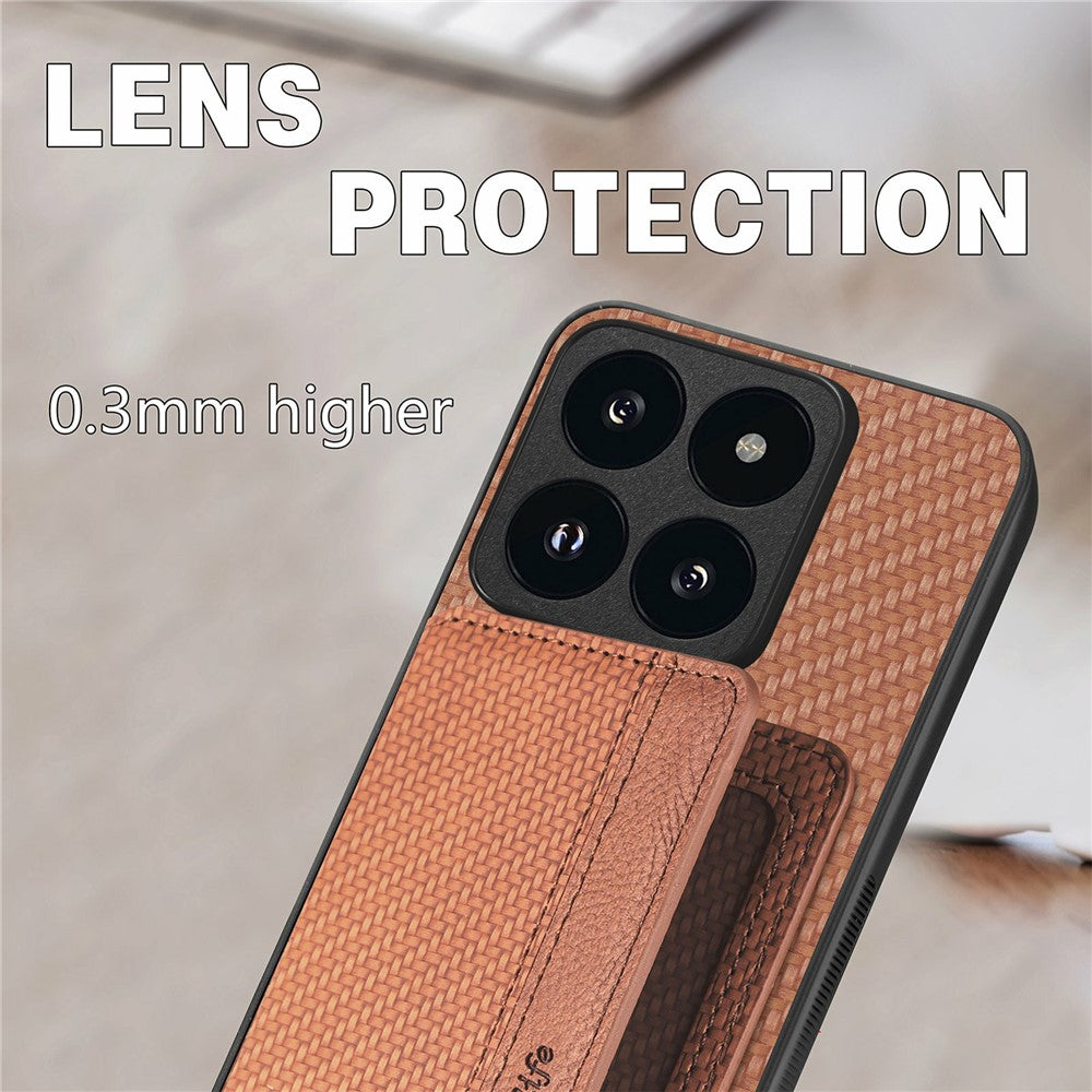 For Xiaomi 14T Case RFID Blocking Card Holder Carbon Fiber Leather+PC+TPU Phone Cover