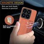 For Xiaomi 14T Case RFID Blocking Card Holder Carbon Fiber Leather+PC+TPU Phone Cover
