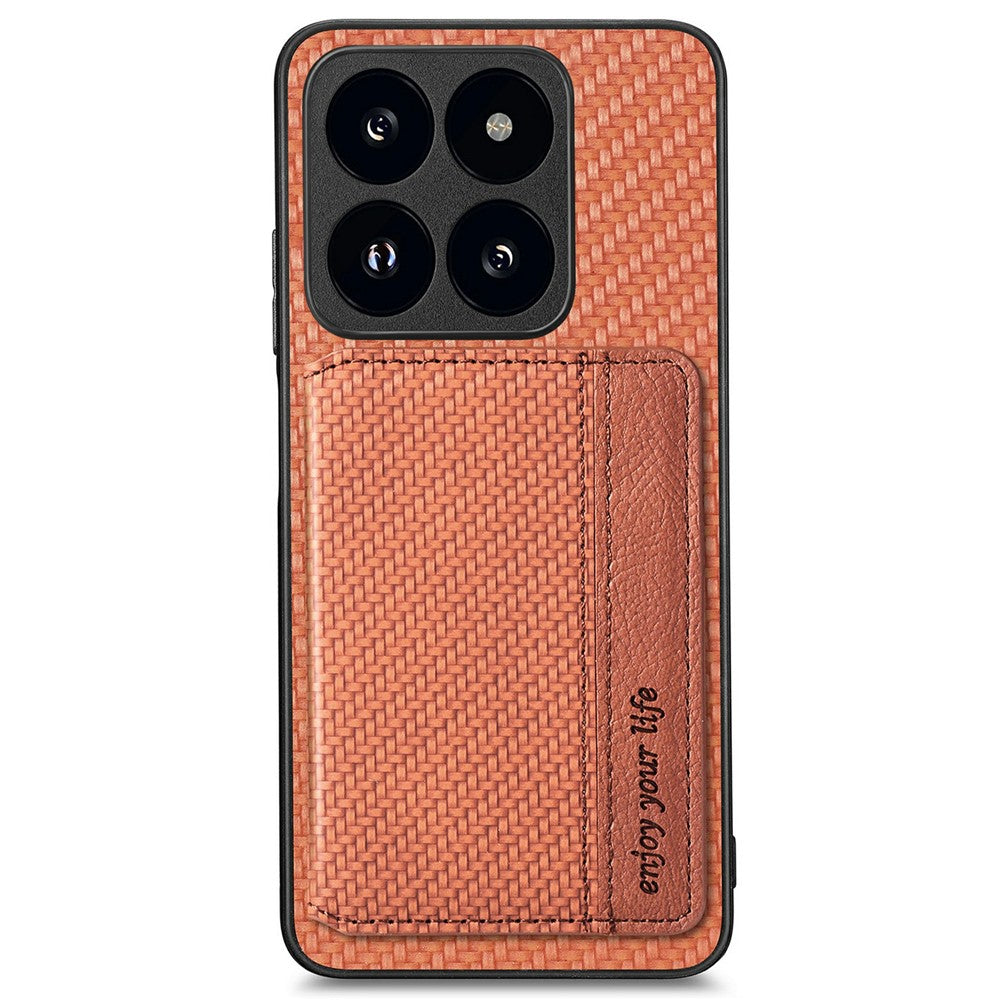 Xiaomi 14T-skal RFID-blockerande korthållare Kolfiberläder+PC+TPU-mobilskal