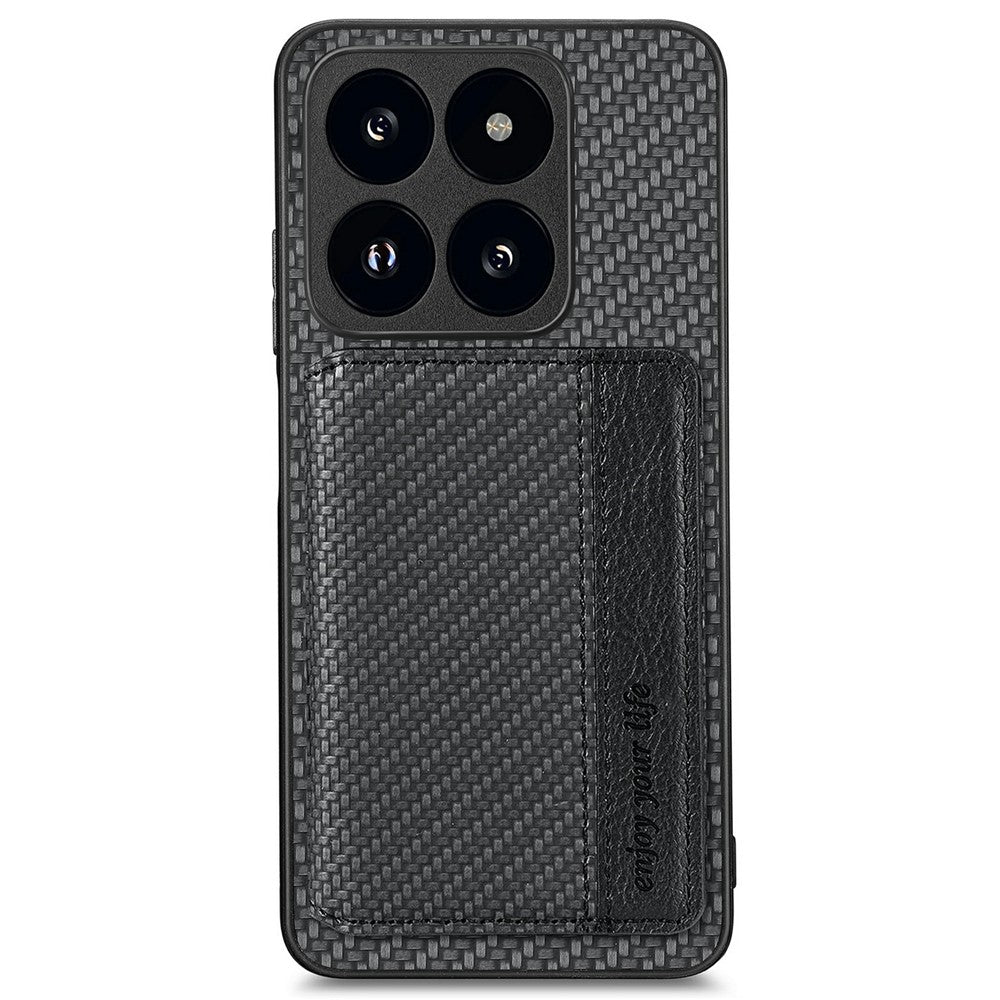 For Xiaomi 14T Case RFID Blocking Card Holder Carbon Fiber Leather+PC+TPU Phone Cover