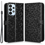 Til Samsung Galaxy A23 4G / 5G (Global Version) PU-læder Flipcover med Prikket Mønster, Imprægneret Pung, Justerbar Stand, Magnetisk Telefonetui med Rem