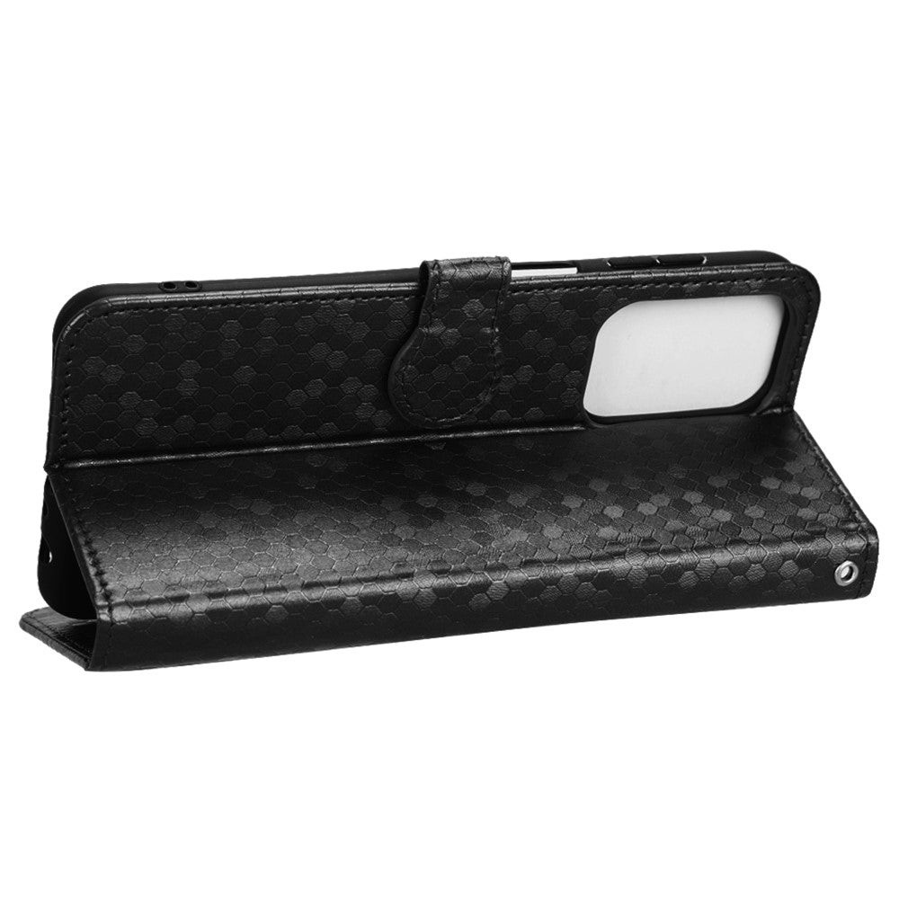 Til Samsung Galaxy A23 4G / 5G (Global Version) PU-læder Flipcover med Prikket Mønster, Imprægneret Pung, Justerbar Stand, Magnetisk Telefonetui med Rem