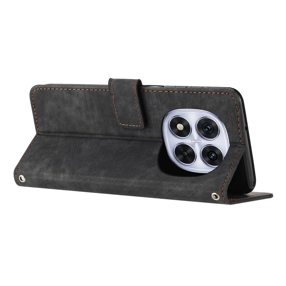 For Xiaomi Redmi Note 14 Pro+ 5G / Note 14 Pro 5G / Poco X7 5G Case Imprinted Lines Leather Phone Cover Folding Stand