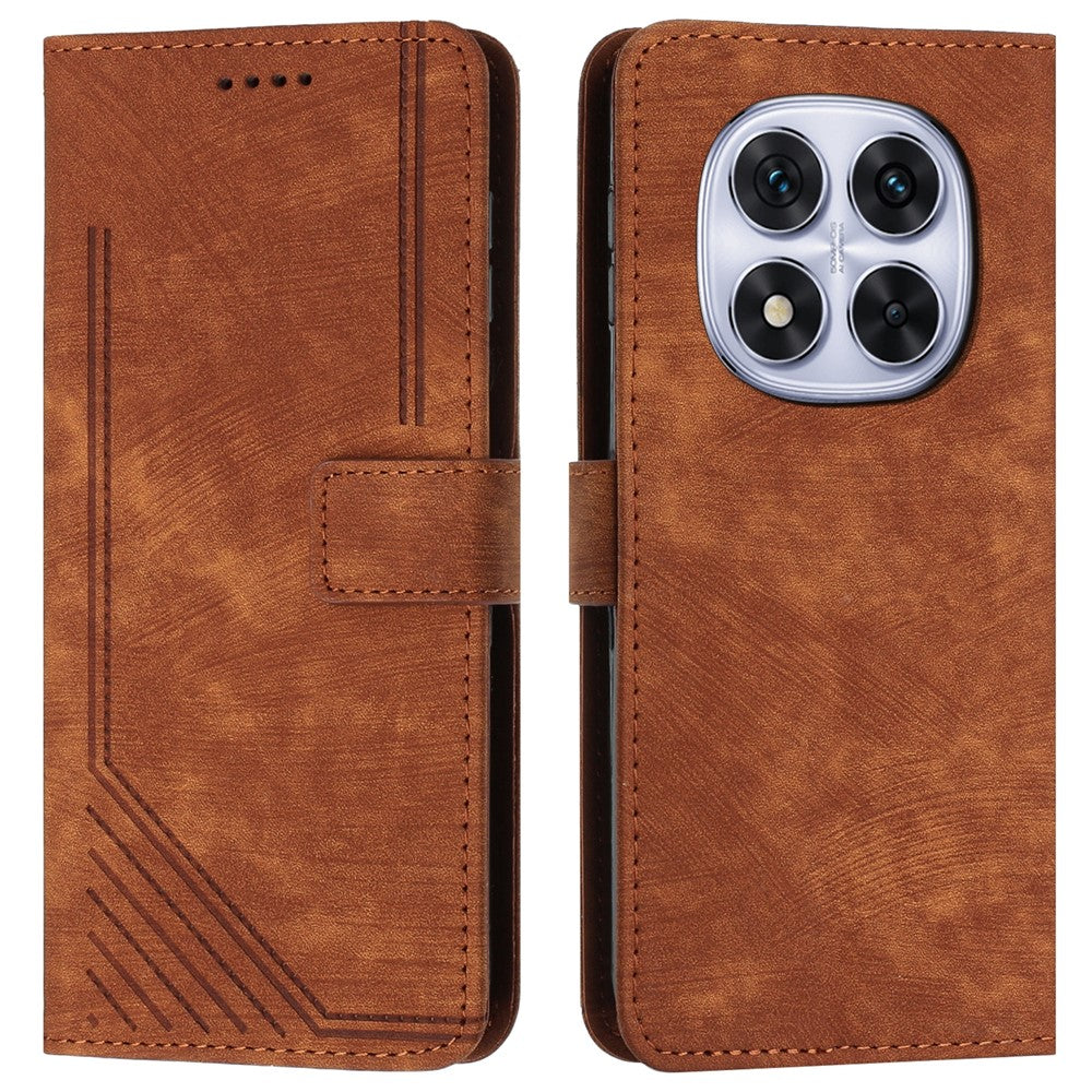 For Xiaomi Redmi Note 14 Pro+ 5G / Note 14 Pro 5G / Poco X7 5G Case Imprinted Lines Leather Phone Cover Folding Stand