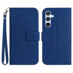 HT04 For Samsung Galaxy A37 5G / A36 5G Case Sunflower Imprint Leather Wallet Phone Cover with Wrist Strap