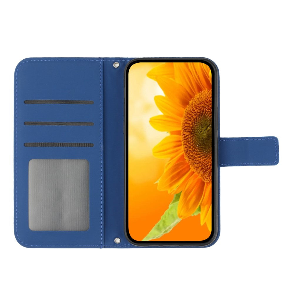 HT04 For Samsung Galaxy A37 5G / A36 5G Case Sunflower Imprint Leather Wallet Phone Cover with Wrist Strap