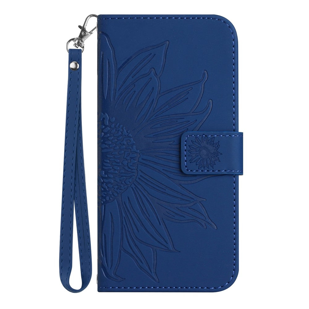 HT04 For Samsung Galaxy A37 5G / A36 5G Case Sunflower Imprint Leather Wallet Phone Cover with Wrist Strap