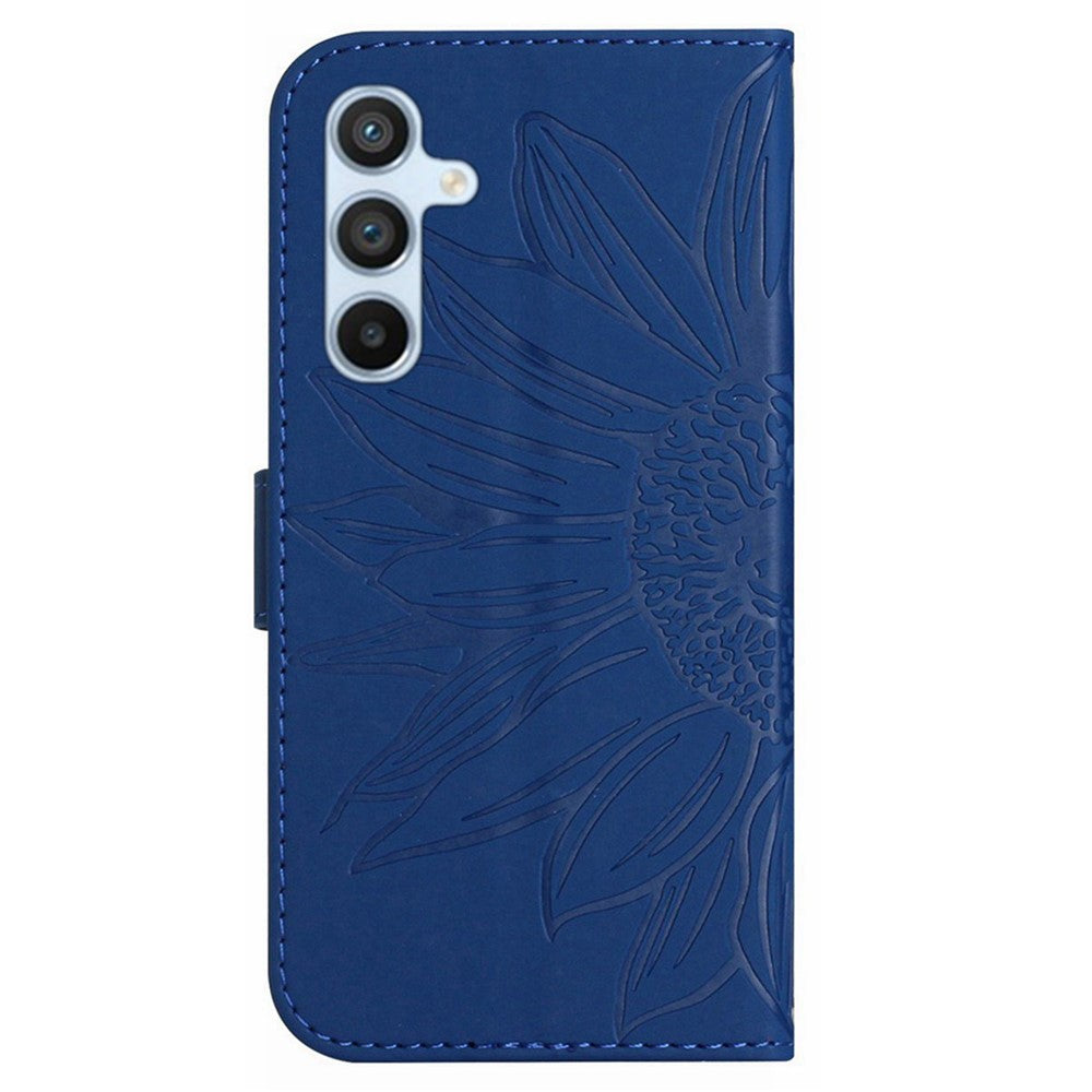HT04 For Samsung Galaxy A37 5G / A36 5G Case Sunflower Imprint Leather Wallet Phone Cover with Wrist Strap
