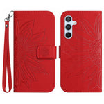 HT04 For Samsung Galaxy A37 5G / A36 5G Case Sunflower Imprint Leather Wallet Phone Cover with Wrist Strap