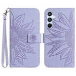 HT04 For Samsung Galaxy A37 5G / A36 5G Case Sunflower Imprint Leather Wallet Phone Cover with Wrist Strap