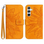HT04 For Samsung Galaxy A37 5G / A36 5G Case Sunflower Imprint Leather Wallet Phone Cover with Wrist Strap