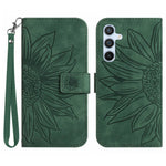 HT04 For Samsung Galaxy A37 5G / A36 5G Case Sunflower Imprint Leather Wallet Phone Cover with Wrist Strap