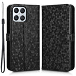 Til Honor X8 4G 4G Fuldt dækkende PU Læder Telefoncover Prikket Mønster Præget Pung Stand Magnetisk Telefoncover med Rem