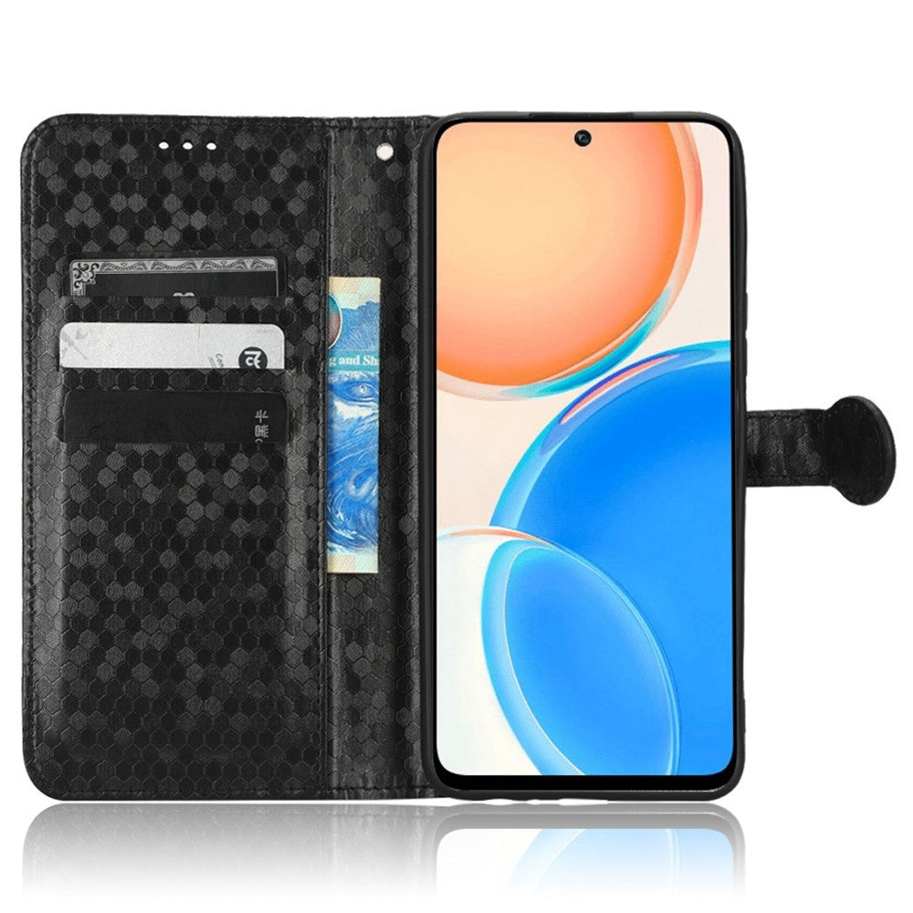 Til Honor X8 4G 4G Fuldt dækkende PU Læder Telefoncover Prikket Mønster Præget Pung Stand Magnetisk Telefoncover med Rem