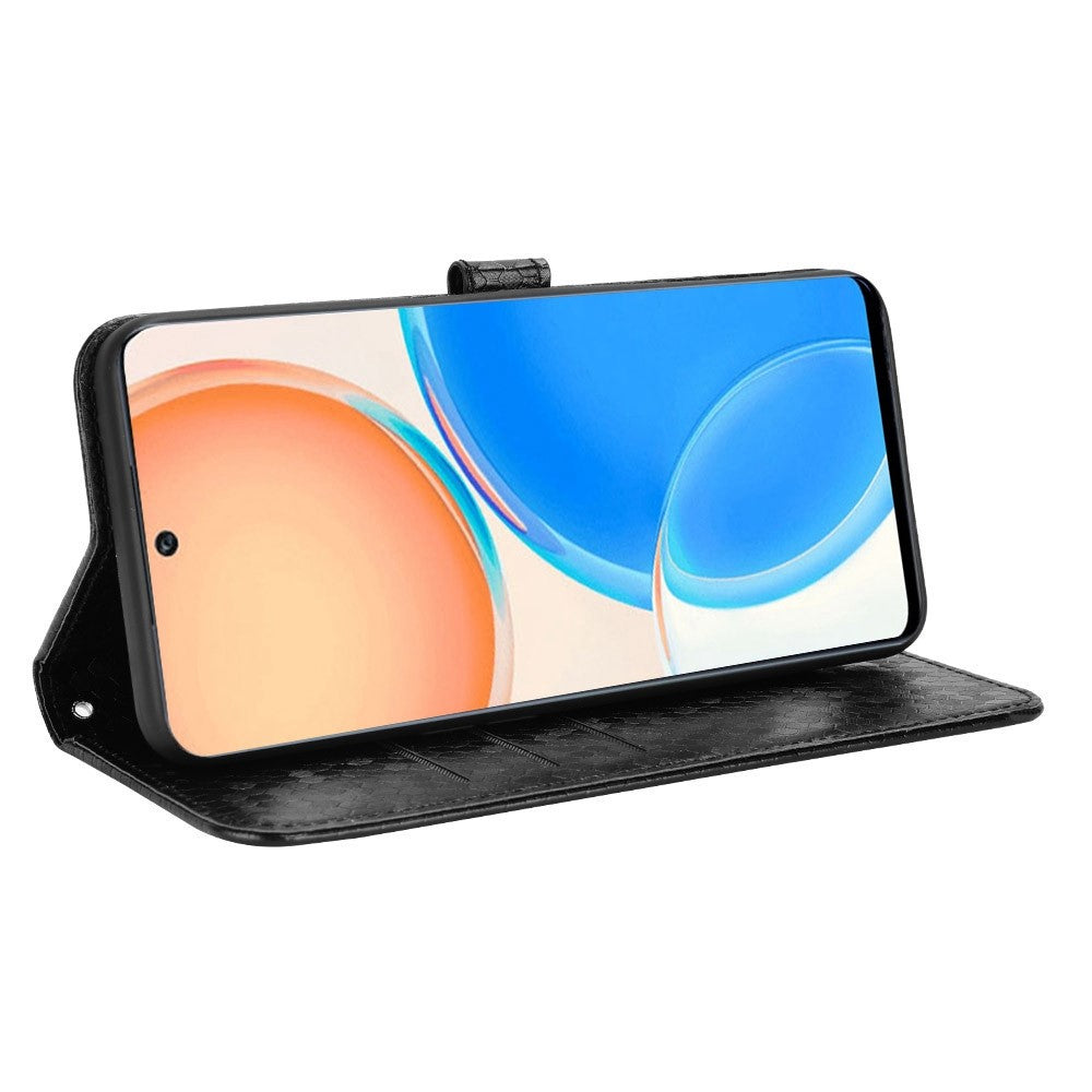 Til Honor X8 4G 4G Fuldt dækkende PU Læder Telefoncover Prikket Mønster Præget Pung Stand Magnetisk Telefoncover med Rem
