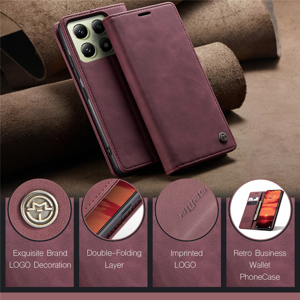 CASEME For Xiaomi 14T Case  013 Series Card Holder Stand Leather Phone Cover