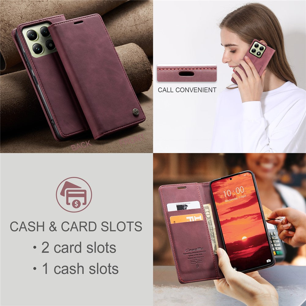CASEME For Xiaomi 14T Case  013 Series Card Holder Stand Leather Phone Cover