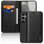 DUX DUCIS Hivo Series For Samsung Galaxy S25 Case Cowhide Leather RFID Blocking Wallet Stand Flip Phone Cover