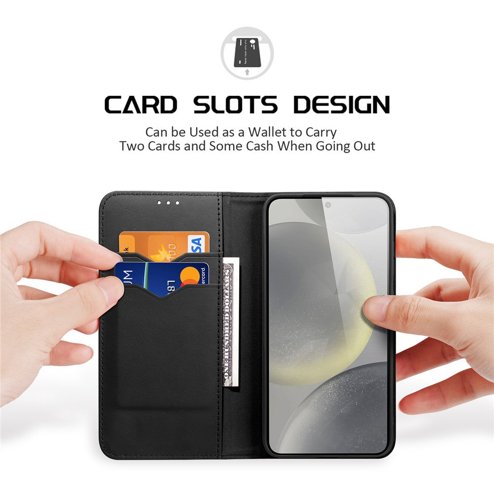 DUX DUCIS Hivo Series For Samsung Galaxy S25 Case Cowhide Leather RFID Blocking Wallet Stand Flip Phone Cover