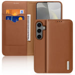 DUX DUCIS Hivo Series For Samsung Galaxy S25 Case Cowhide Leather RFID Blocking Wallet Stand Flip Phone Cover