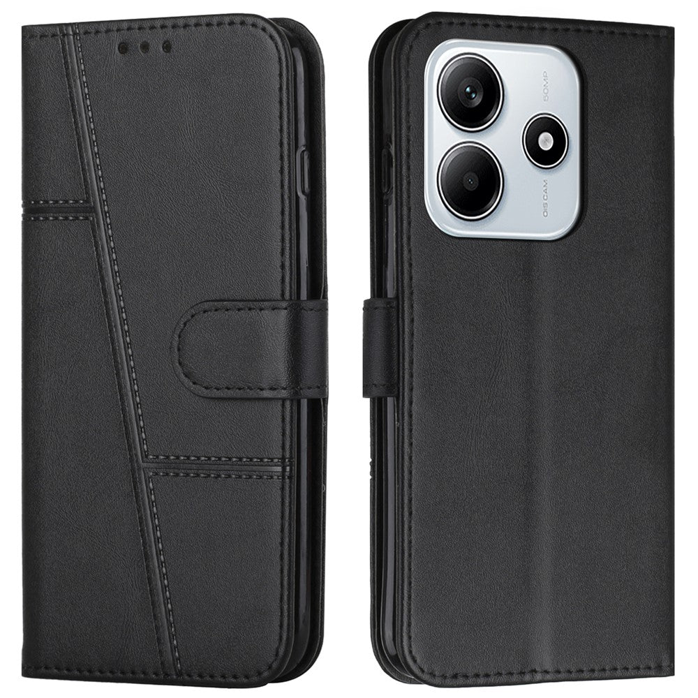 Xiaomi Redmi Note 14 5G-skal, stativ, fällbart läderfodral, skyddande mobilfodral