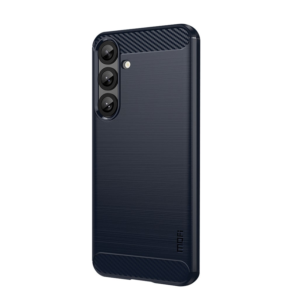 MOFI til Samsung Galaxy S25+ Bagcover Børstet tekstur Kulfiber Blød TPU-cover