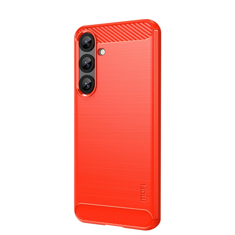 MOFI til Samsung Galaxy S25+ Bagcover Børstet tekstur Kulfiber Blød TPU-cover