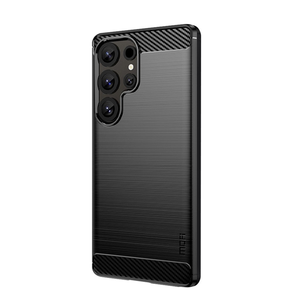 MOFI For Samsung Galaxy S25 Ultra Back Cover  Brushed Texture Carbon Fiber Soft TPU Case