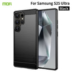 MOFI For Samsung Galaxy S25 Ultra Back Cover  Brushed Texture Carbon Fiber Soft TPU Case
