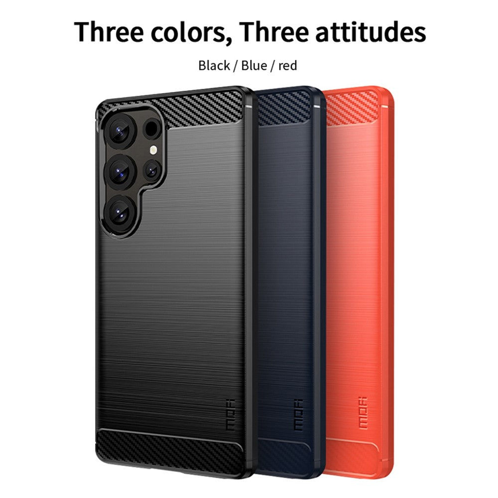 MOFI For Samsung Galaxy S25 Ultra Back Cover  Brushed Texture Carbon Fiber Soft TPU Case