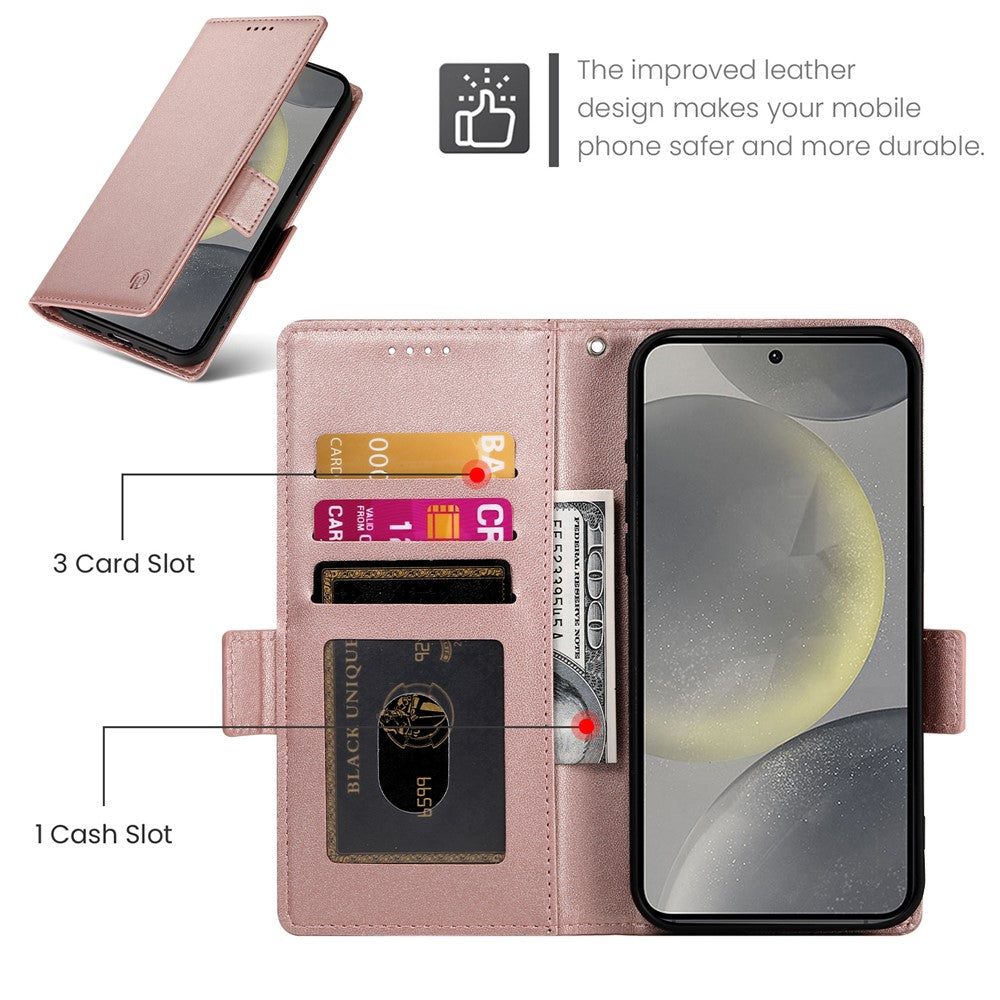 DF-010 For Samsung Galaxy S25 Stand Case PU Leather Wallet Phone Cover