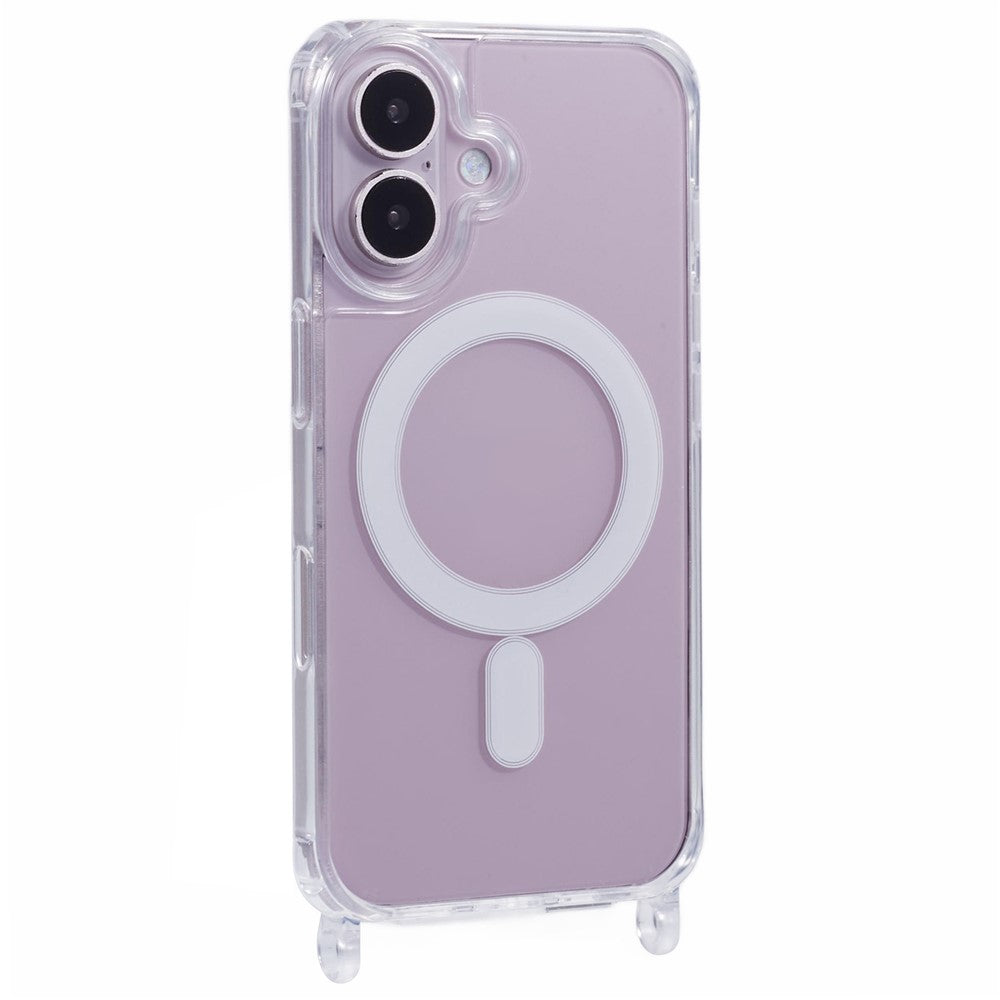 Til iPhone 16 Plus Cover Kompatibel med MagSafe TPU+PC 1,5 mm Gennemsigtigt Telefoncover med Snorehuller