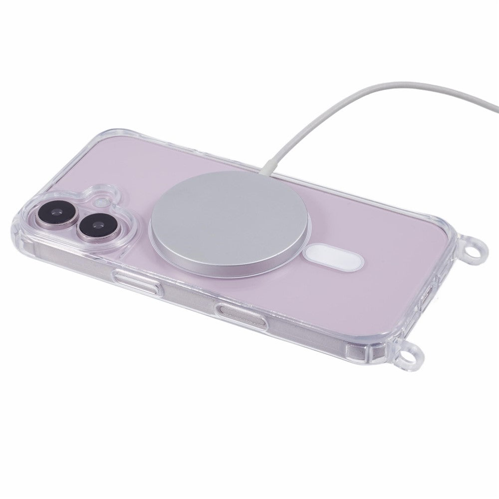 For iPhone 16 Plus Case Compatible with MagSafe TPU+PC 1.5mm Clear Phone Cover with Lanyard Holes