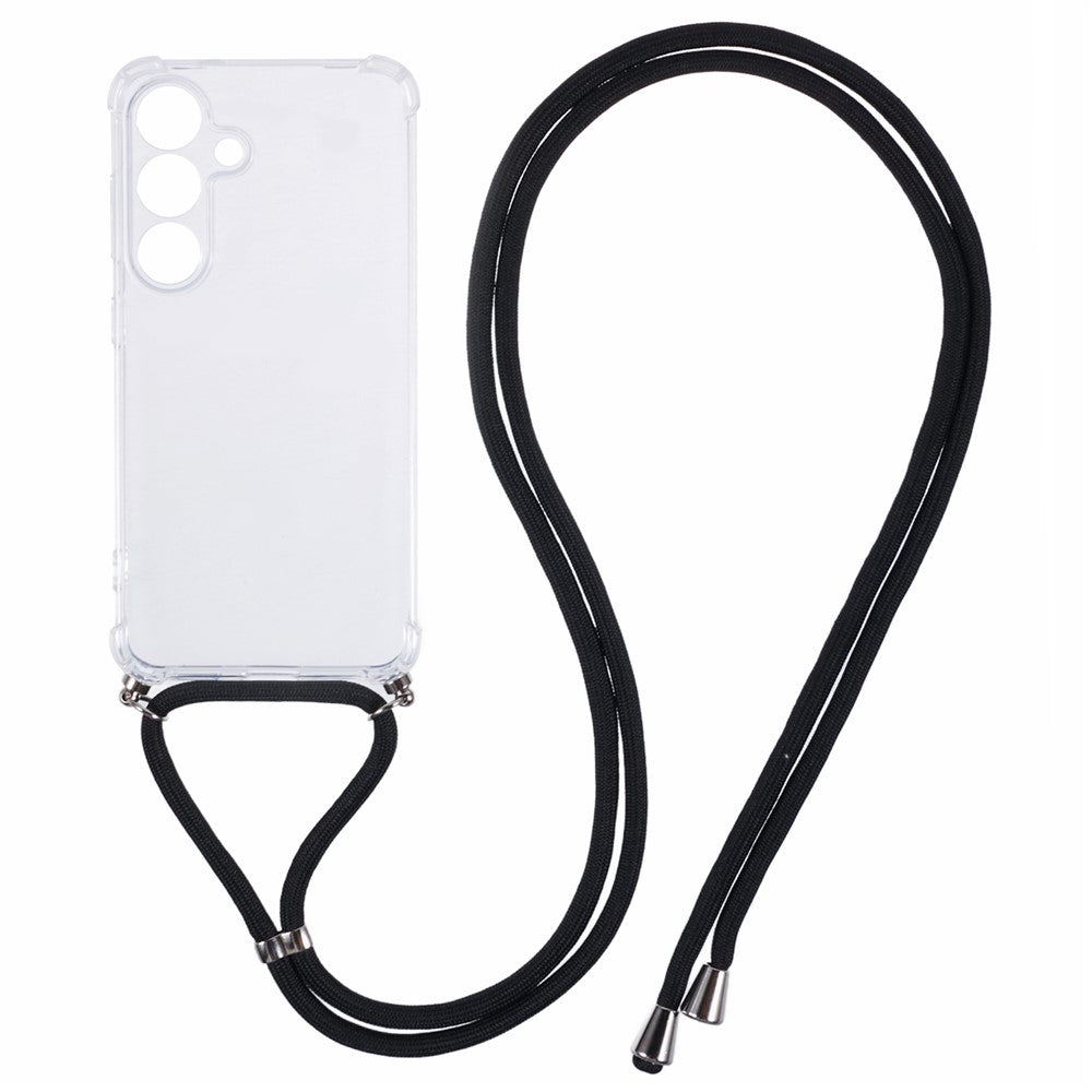 For Samsung Galaxy S25+ Case Reinforced Corner TPU Clear Phone Cover with Lanyard