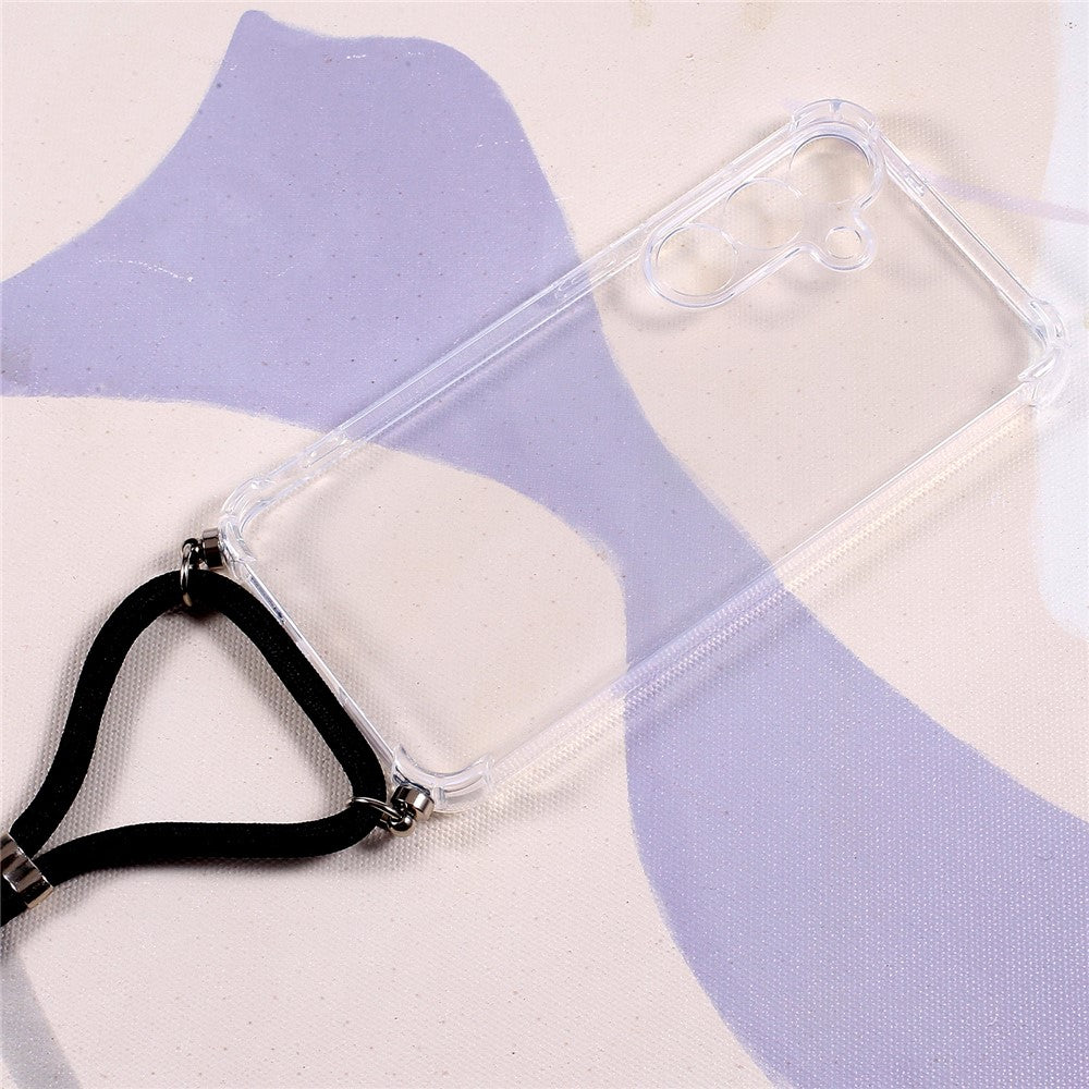 For Samsung Galaxy S25+ Case Reinforced Corner TPU Clear Phone Cover with Lanyard