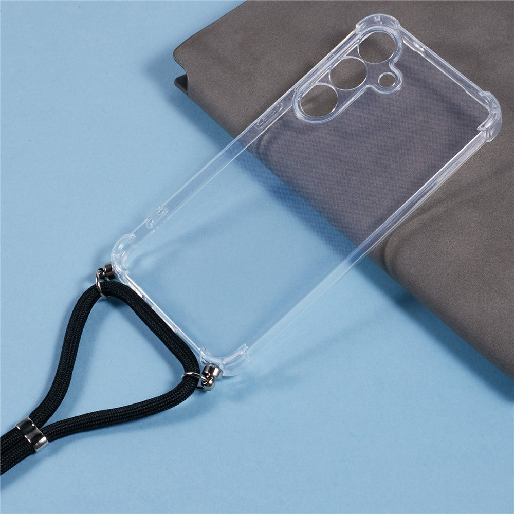 For Samsung Galaxy S25+ Case Reinforced Corner TPU Clear Phone Cover with Lanyard